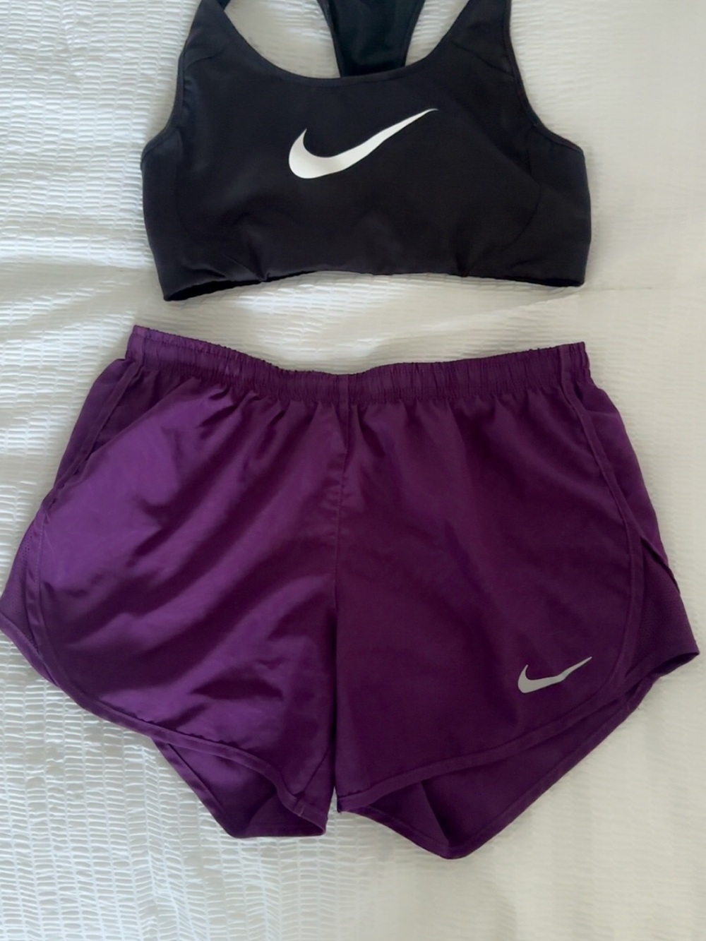 Nike Sportswear Set - Nike Black Sports Bra with Nike Purple Running Shorts